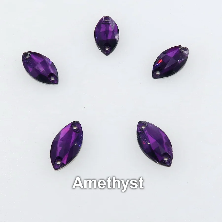 Navette, конский глаз, плоская задняя часть, с двумя отверстиями, стекло, стразы, бусины, пришитые бисером, свадебное платье, обувь, сумки, сделай сам, отделка - Цвет: A18 Amethyst