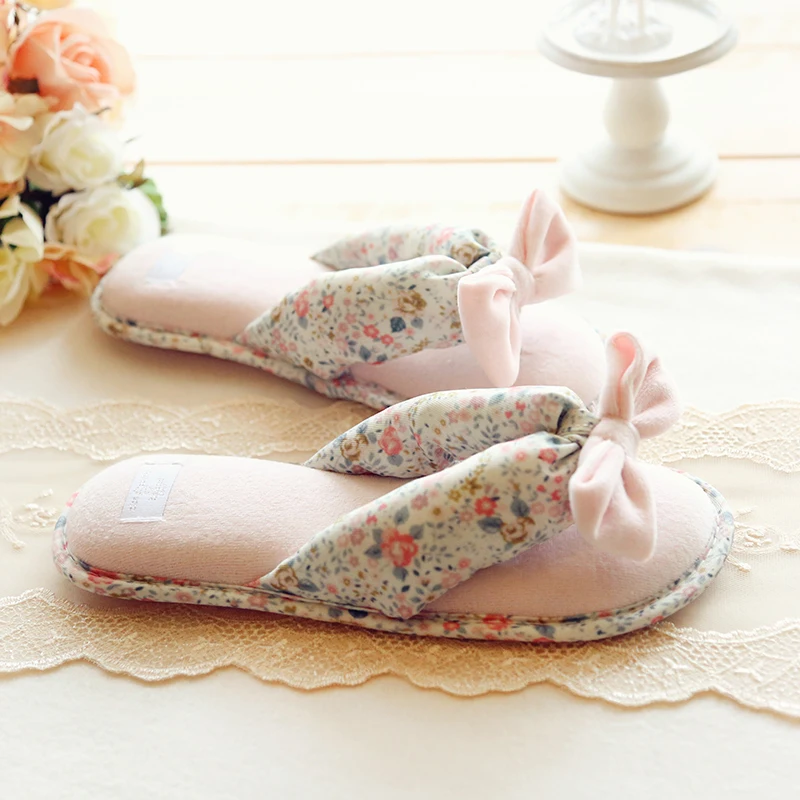 

Cotton Floral Slippers Indoor Home House Flip Flops Women Shoes Spring Summer Slides