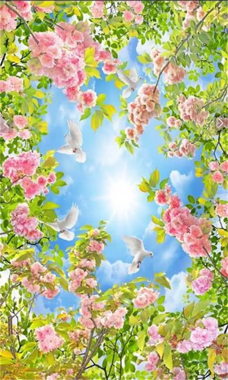 3d обои фото на заказ потолочная комната росписи весеннее небо цветок Картина