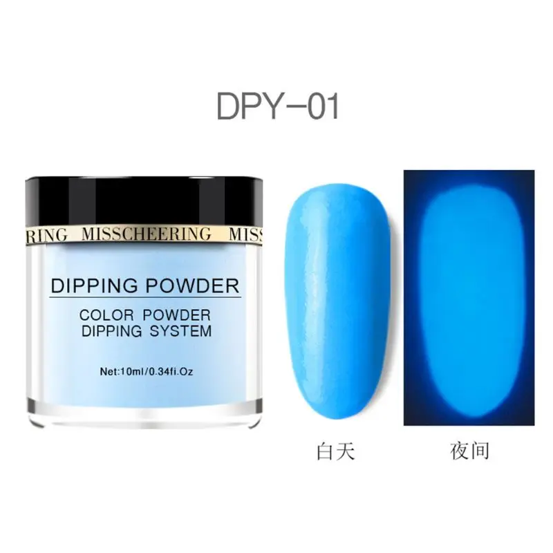 1 10 цветов инфильтрация ногтей порошок лак для ногтей порошки пыль светящийся флуоресцентный пигмент порошок ногтей блестит светится в темноте - Цвет: 1
