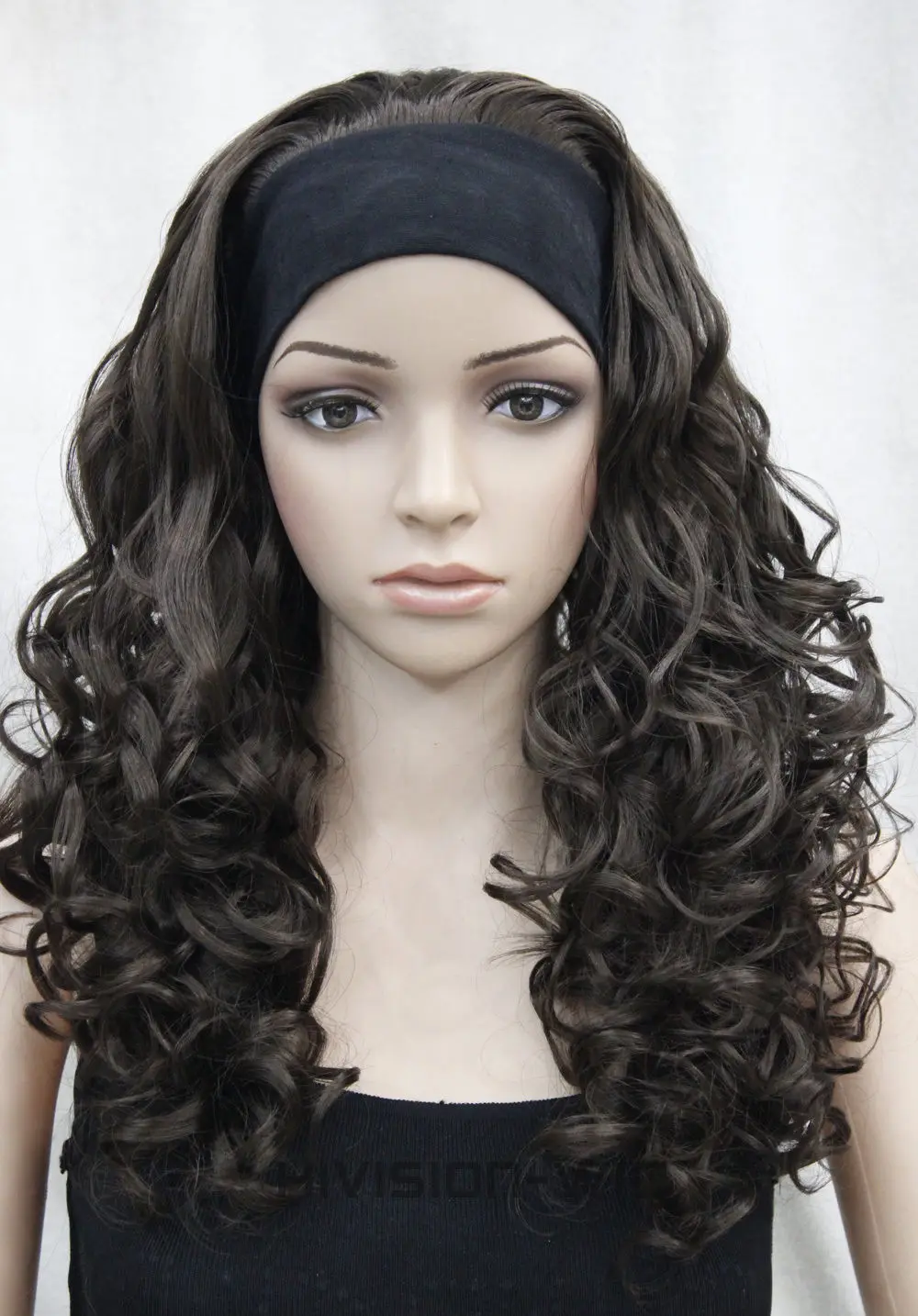 Горячая жаропрочных Партия волос&gt&gt&gt Отлично Шатен Длинные Спиральные Завитки