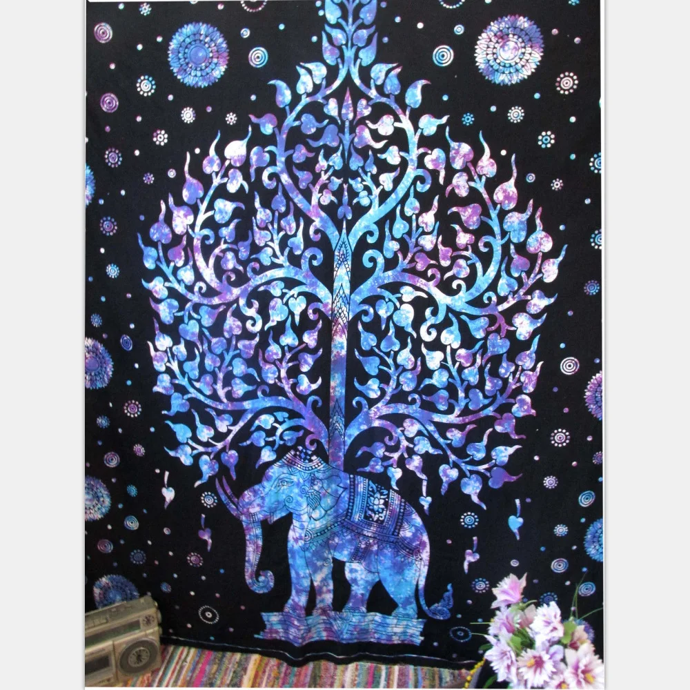 Гобелен с индийским слоном, мандала, хиппи, искусство, настенный гобелен, пляжное полотенце, покрывало, YogaMat, скатерть, домашний декор