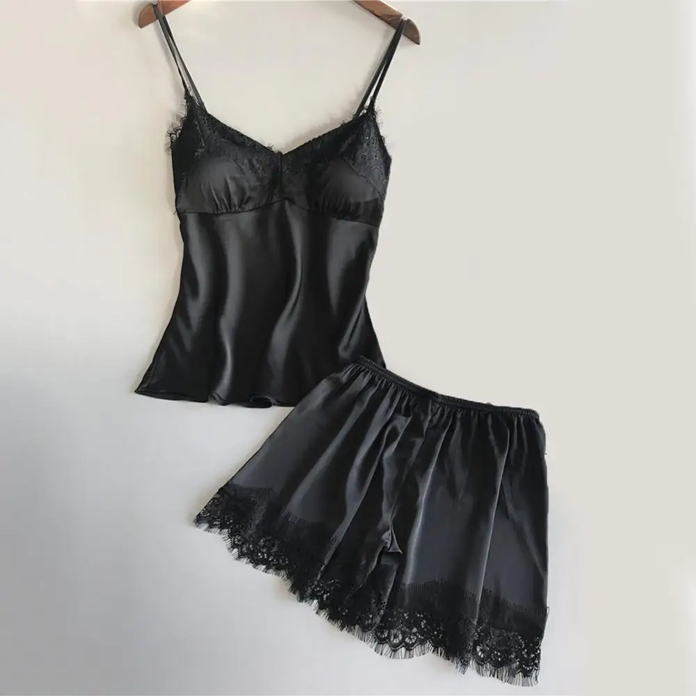 Пижама женская шелковая с треугольным вырезом 2019 | Женская одежда