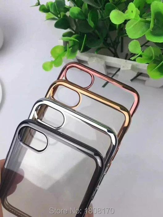 Блестящий гальванический Мягкий ТПУ чехол для IPhone 7 Plus I7 покрытие хромовое