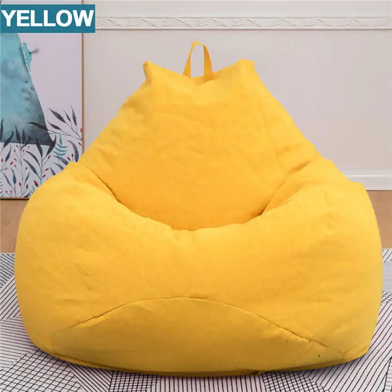 yellow XL Мешок для бобов, Одноцветный шезлонг, стул, диван, хлопок, лен, Beanbag, диваны, водонепроницаемый, чучело, для хранения игрушек, чехол для стула, для гостиной - Цвет: yellow XL
