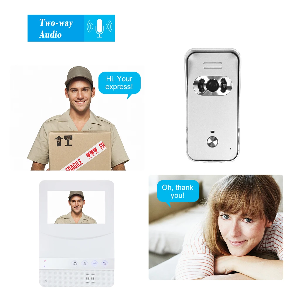 Видео дверной глазок звонок видеодомофон монитор Комплект 4 3 дюймовый ЖК дисплей