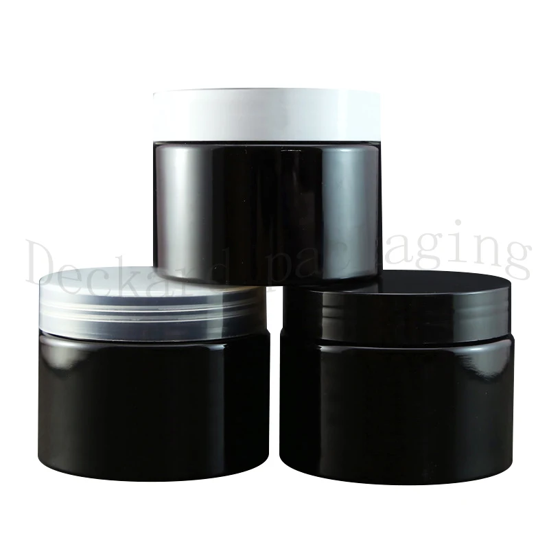 

30pcs 150g travel Empty Black Cream Cosmetic Jar PET Conatiner Gold Black Screw Lid Container Cosmetics Eliquid candle jar