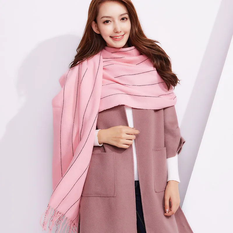 

VOHIO 2018 scarf luxury brand imitation cashmere scarves Winter long fringed monochromatic shawl men and women Couples collar