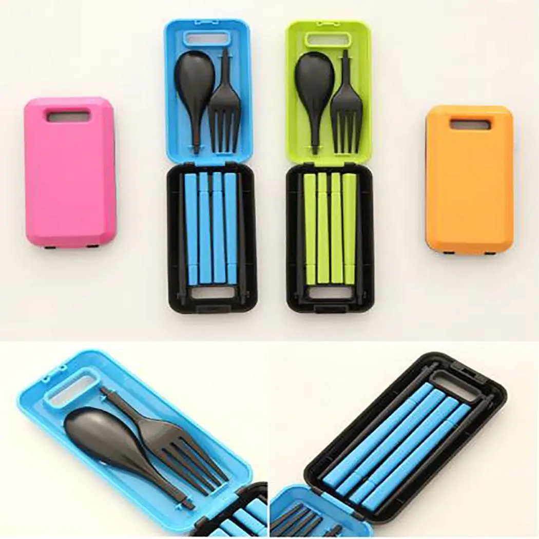 Portable Tableware Set with Storage Case Outdoor Picnic Foldable Flatware Box 1 Spoon Forks | Дом и сад
