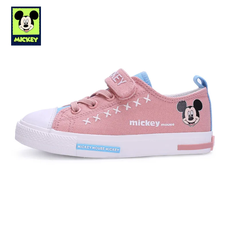 Pink Mickey Shoes Обувь disney; детская обувь с Микки Маусом; сезон весна-осень; для мальчиков и девочек; парусиновая Удобная Повседневная Тканевая обувь на плоской подошве; размеры 24-30 - Цвет: Pink Mickey Shoes