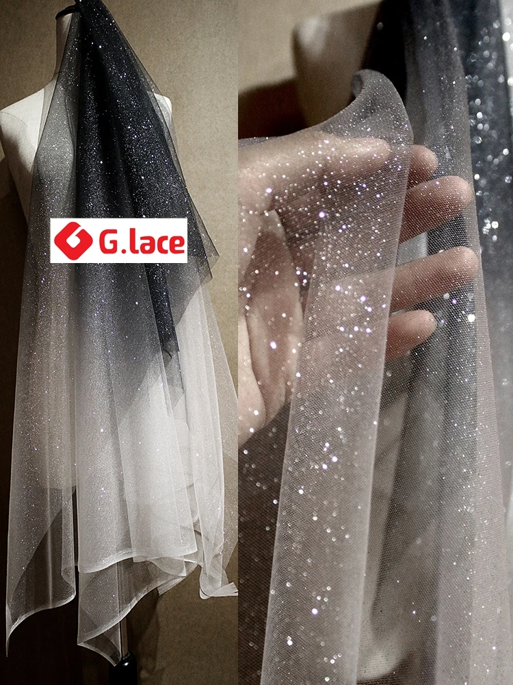 GLace 1Y/лот Wide1.55M эластичная сетчатая ткань серебряное бронзовое Сетчатое платье