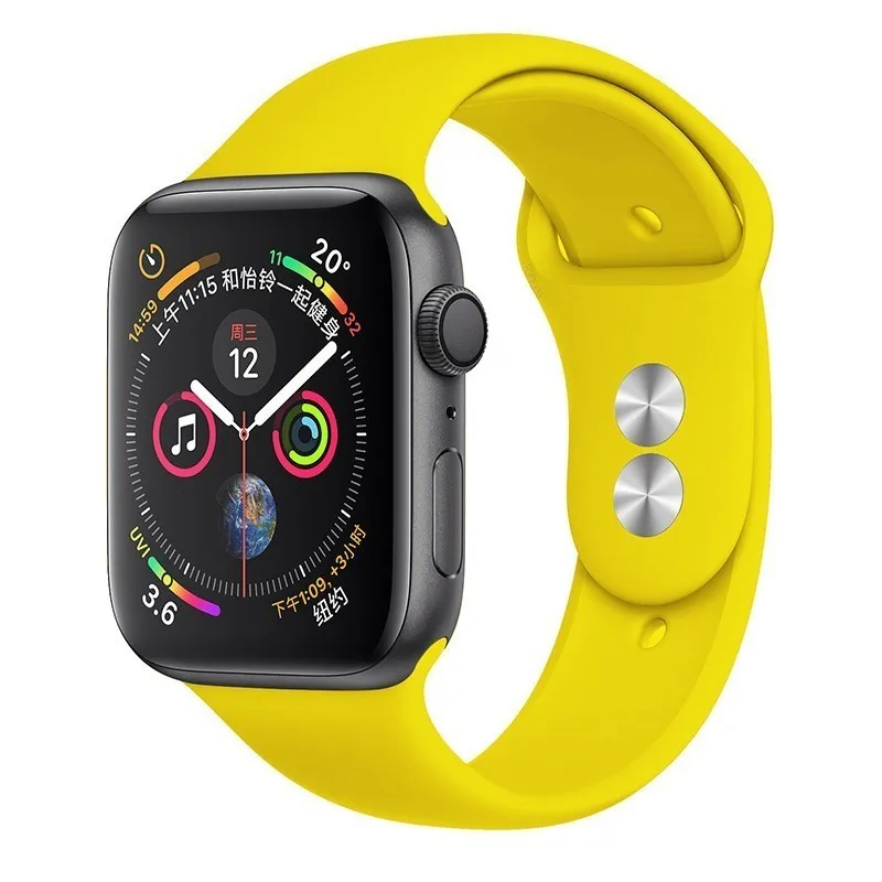 17 Yellow Силиконовый ремешок для Apple Watch 42 мм 5 4 3 iwatch ремешок 38 мм 44 мм 40 мм pulseira correa Браслет Смарт часы аксессуары петля - Цвет ремешка: 17 Yellow