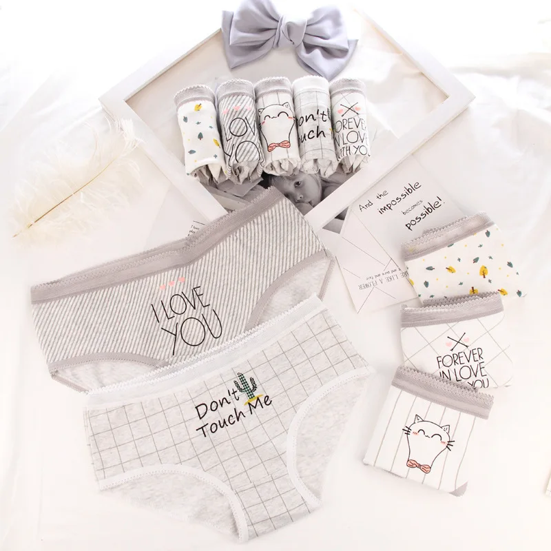 2018 трусики для Для женщин хлопок решетки с буквенным принтом нижнее белье дамы