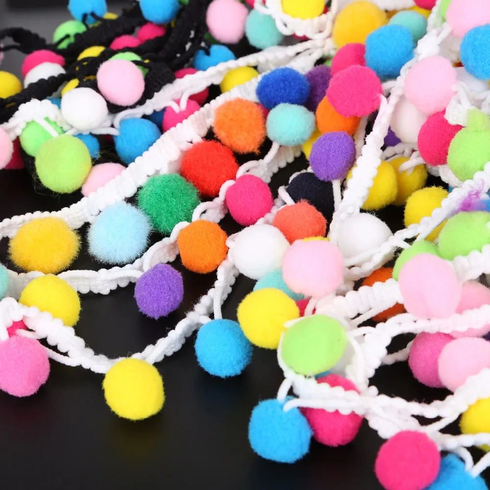 Шаровая лента с бахромой Ширина 20 мм Микс милый помпон аксессуары для шитья