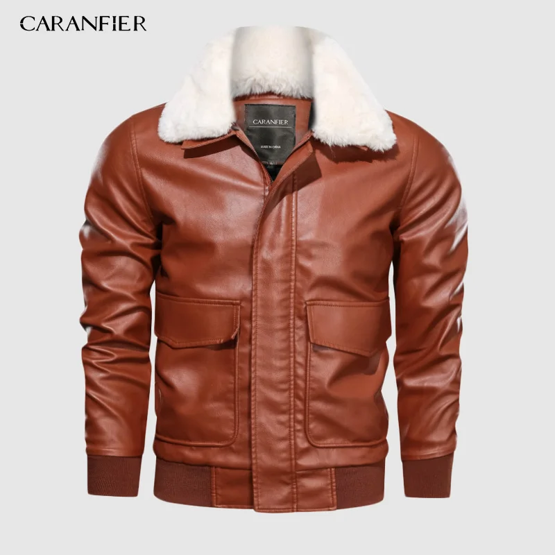 Мужские кожаные куртки CARANFIER повседневные Мотоциклетные Куртки из искусственной