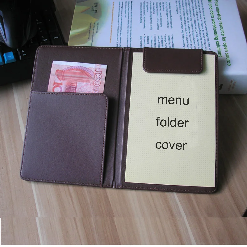 PU leather menu folder menu cover holder leather menu holders organizer office notepad file folder hotel restaurant bill cover