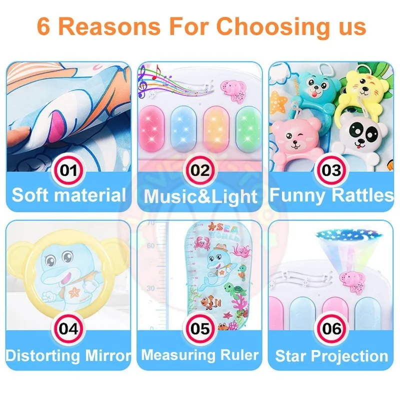 Baby Play Mat Kids Rug Educational Puzzle Carpet With Piano Keyboard And Cute Animal Playmat Gym Crawling Activity Toys | Игрушки и