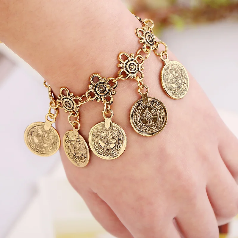 Женский браслет цепочка с подвеской в виде монеты|bracelet coin|bracelet fashionfashion bracelet |