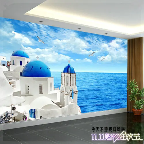 Бесшовные 3d трехмерные большие фрески тв фон обои фреска нетканые qiangbu эгейское