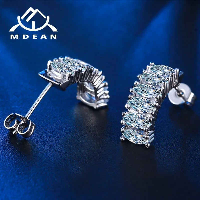 Серьги MDEAN цвета белого золота для женщин ювелирные изделия AAA Циркон Свадебные
