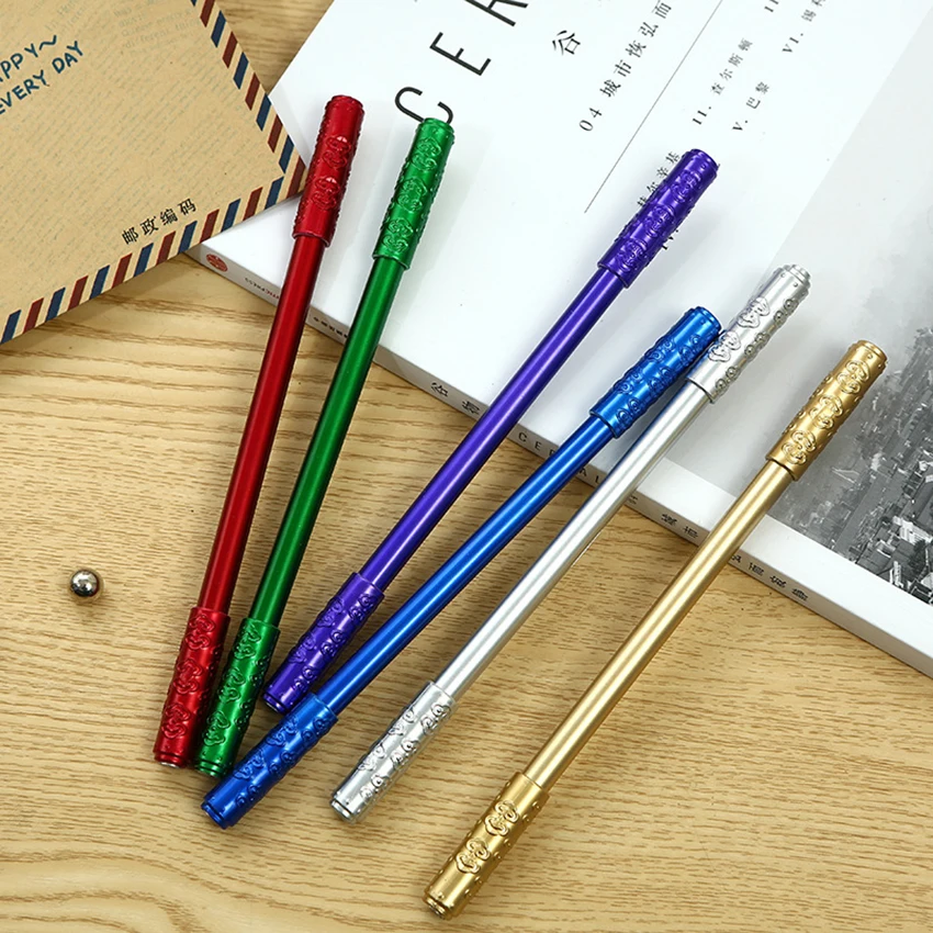 

1pc 0.5mm black Ink Creative Golden Hoops Plastic Magnetic Gel Pen For Kids Gift Novelty Item School Supplies Student