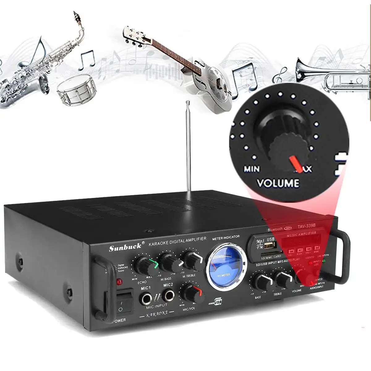 220v 12v 500w Bluetooth усилитель мощности стерео VU метр FM 2CH USB SD караоке усилители Bluetooth автомобильный сабвуфер