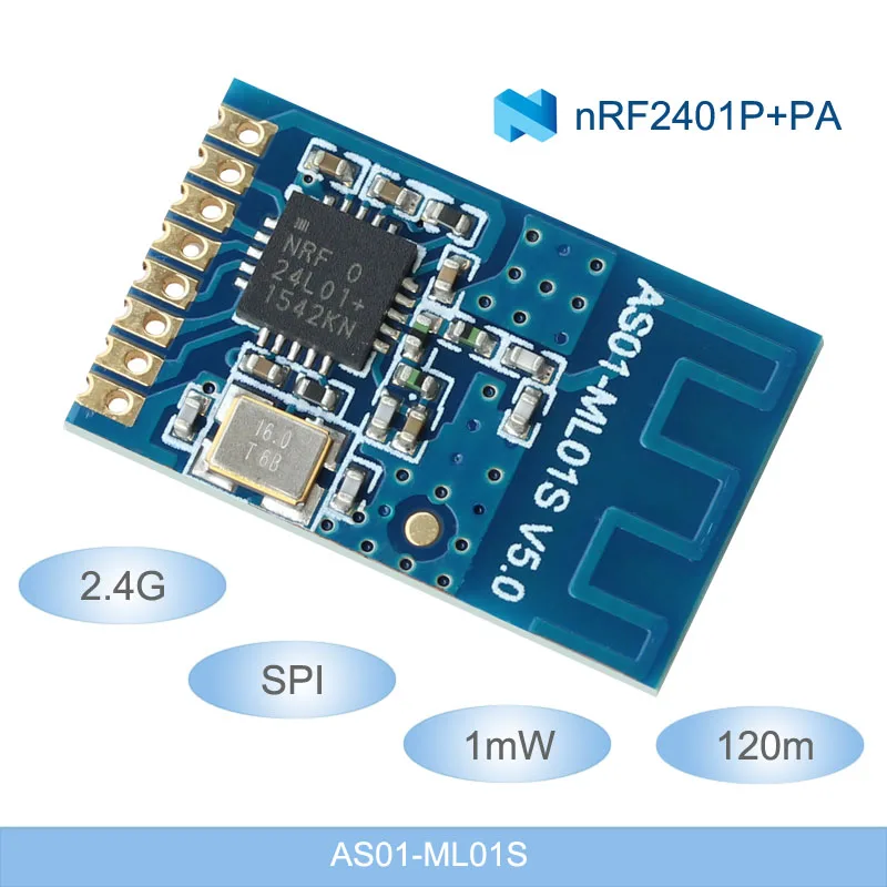 Беспроводной радиочастотный модуль nRF24L01P 2 4 ГГц SPI 1 мВт 120 м трансивер с печатной