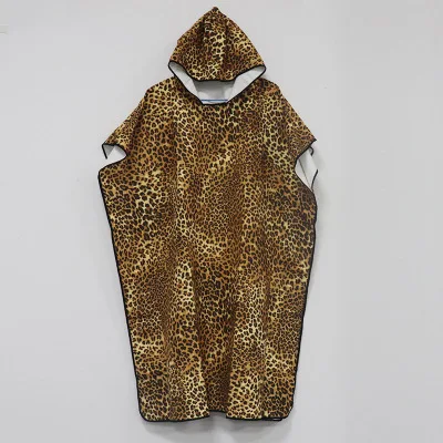 Leopard Lightweight Microfiber Wetsuit Changing Robe Surf Poncho Towel with Hood Leopard Quick Dry Hooded Towels for Swim Beach Pool - Цвет: Leopard