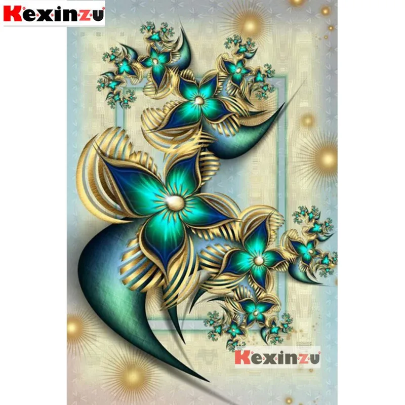 3d квадратная/круглая алмазная живопись-деликатная зеленая flower-5D Алмазная