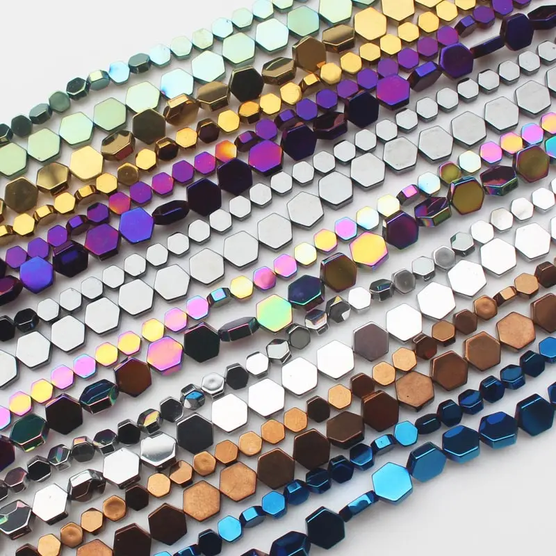 Very Shining! Natural Hematite Hexagonal Plate beads 15inch, For DIY Jewelry Making, pendant,necklace