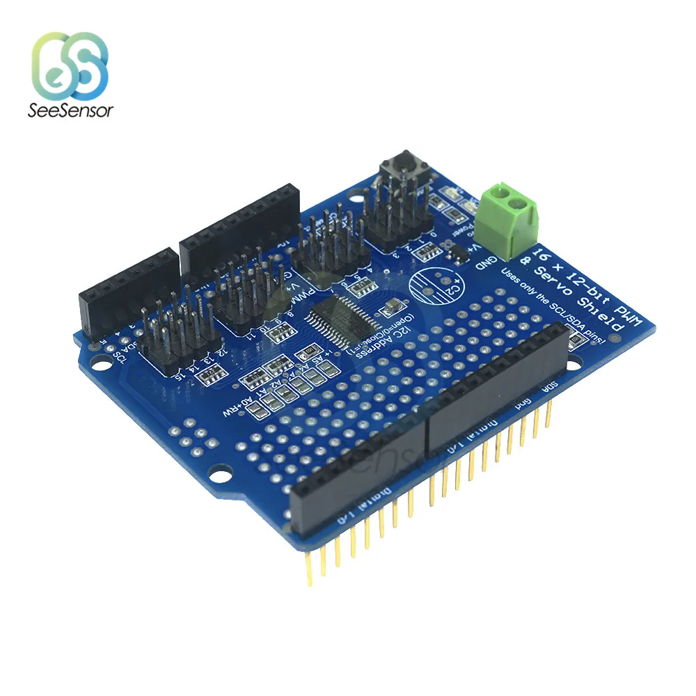 PCA9685 16 канальная 12 битная плата сервопривода PWM I2C интерфейс для Arduino Raspberry Shield Module