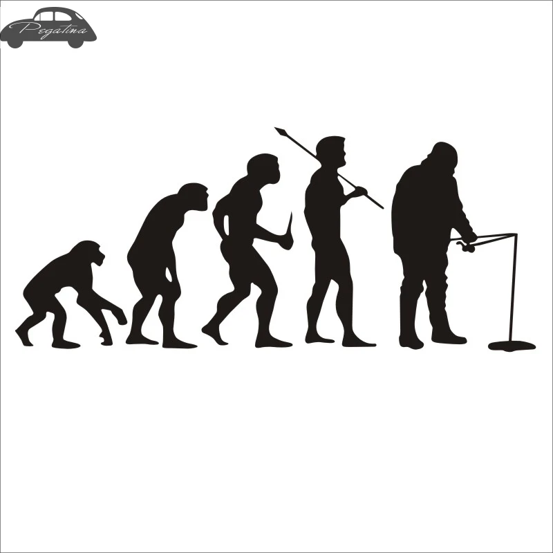 Рыба Эволюция наклейка охотника рыболовные снасти магазин полые Стикеры Рыбалка