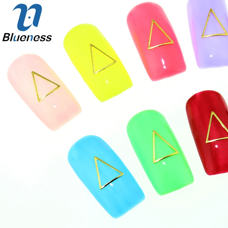 Blueness 100Pcs/lot 8*9mm Triangle Design 3D Nails Art Slice DIY Charms Gold Alloy Manicure Decorations Studs Supplies PJ378 | Красота и
