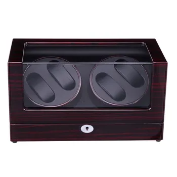 Watch Winder ,LT Wooden Automatic Rotation 4+0 Storage Case Display Box The new style(Outside is rose red black Inside is black)