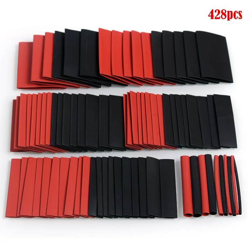428 шт 2:1 термоусадочная трубка черный и красный полиолефин электрическое