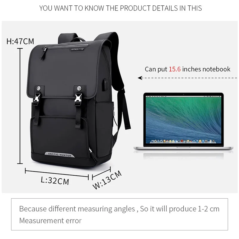 ARCTIC HUNTER Высокое качество Оксфорд + рюкзак из искусственной кожи USB порт для