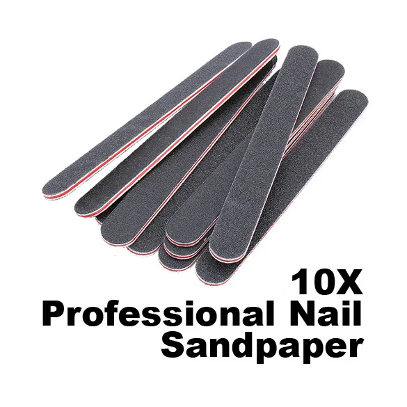 New 10PCS Nail Art Sanding Salon Buffer Nail Files Sandpaper Manicure UV Gel Polisher Manicure Pedicure Nail Tools Nail Supplie