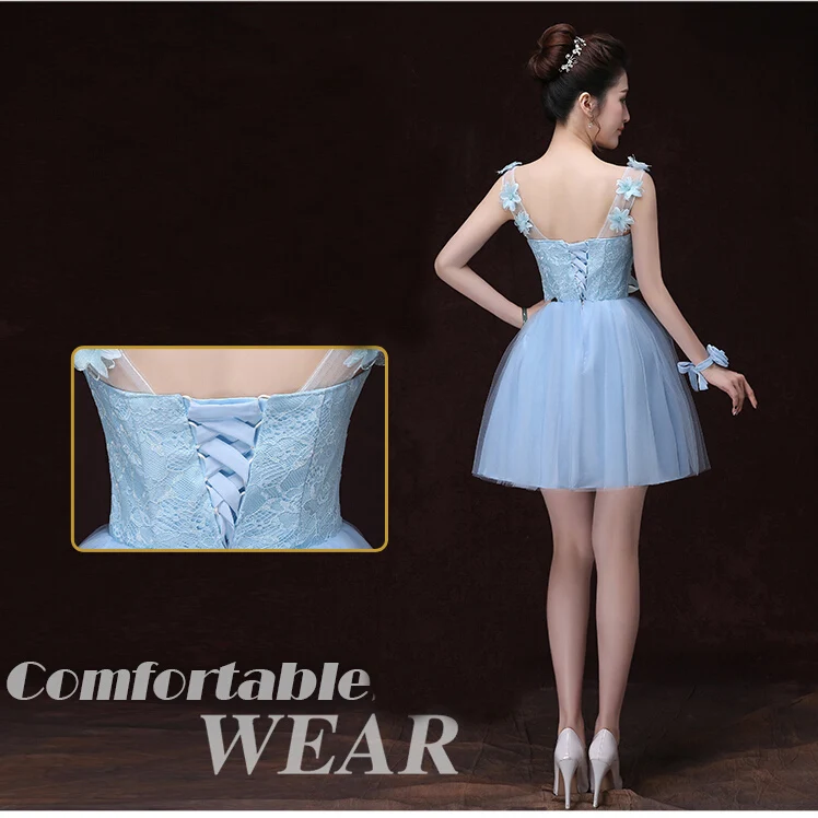 

teenage light blue graduation sexy classy formal sweet 16 short knee length sexy birthday dresses ball gowns for teens H3384