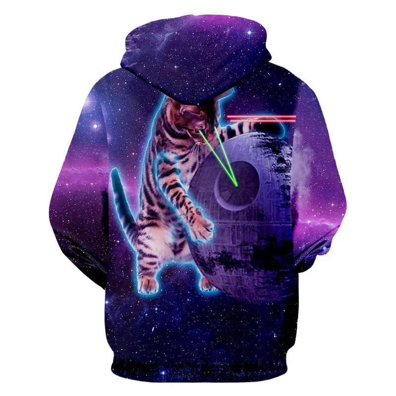 Толстовка с капюшоном OGKB 3D рисунком кота и Galaxy уличная одежда большого размера 6XL