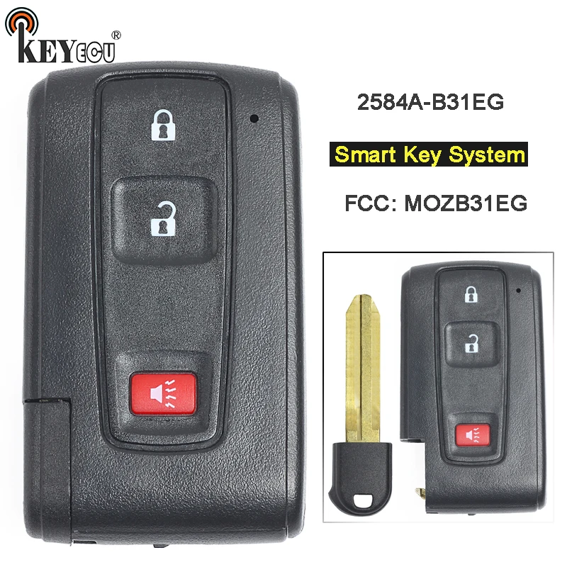 

KEYECU 312MHz MOZB31EG 2584A-B31EG Replacement 2+1 3 Button Smart Remote Key Fob for Toyota Prius 2004 2005 2006 2007 2008 2009
