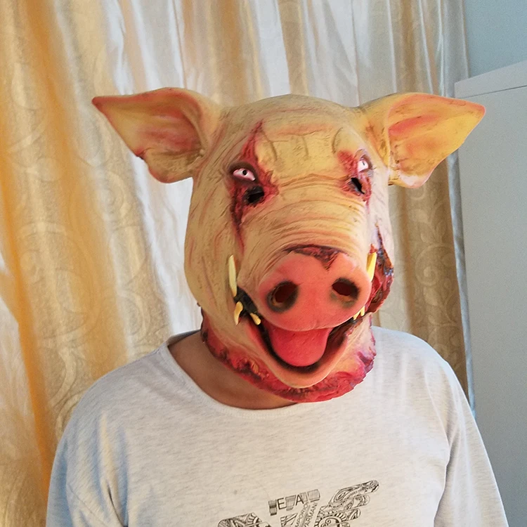 Костюм для вечерние жуткая Свинья Маски головы латексные ужасные реквизит