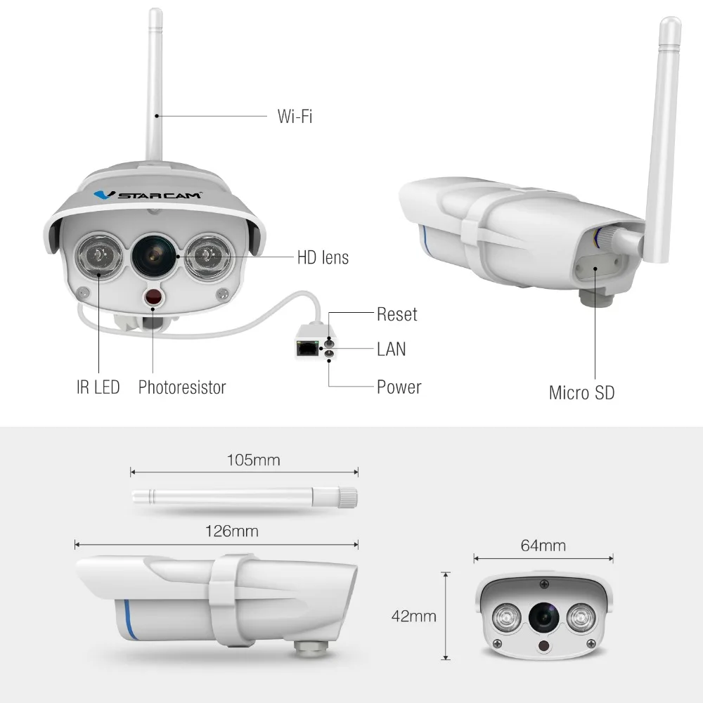 C7816WIP IP Камера Wi Fi веб камера видеонаблюдения на открытом воздухе Беспроводной