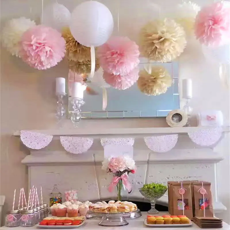 10 шт./лот тканевые бумажные цветы складные Висячие для свадьбы дня рождения