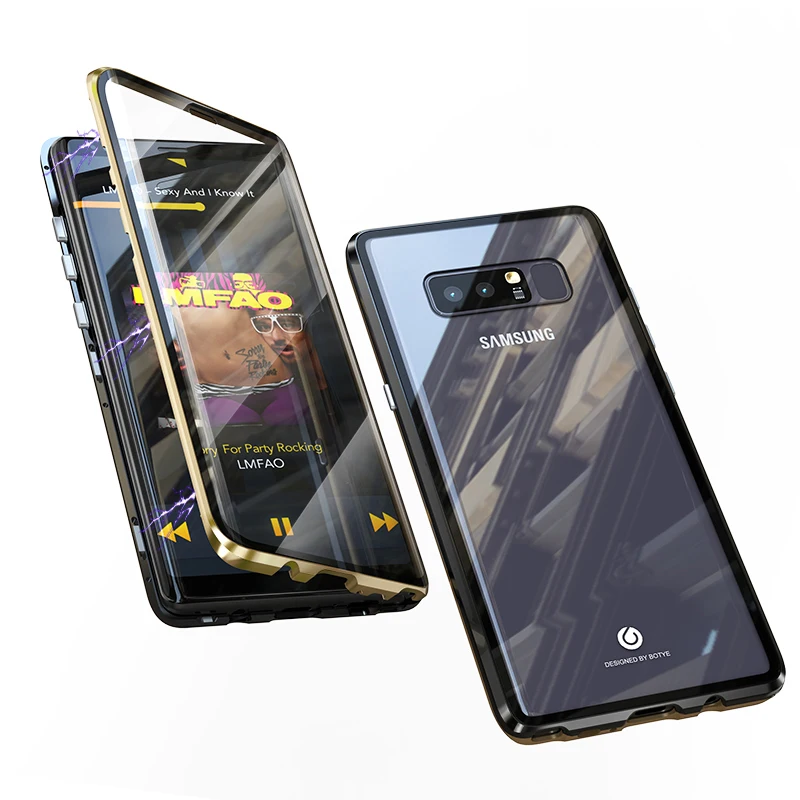 BOBYT Magnetic 360 Metal Frame Case for Samsung S9 Plus Coque Double Tempered Glass Cover S10 Note 8 9 |