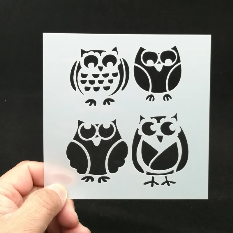 

13*13 owl Layering Stencils for Diy scrapbook/photo album Decorative Embossing coloring,painting stencil,home decor