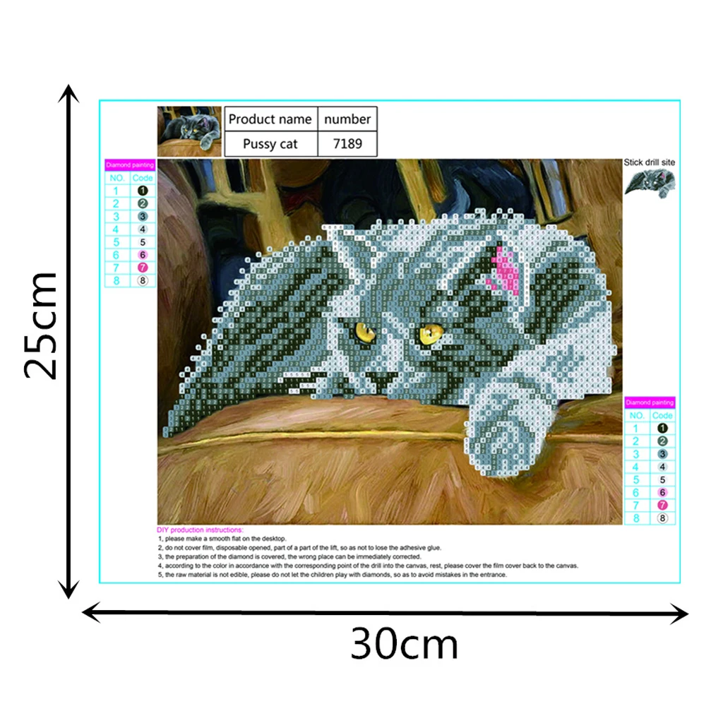 5D DIY частично с алмазной вышивкой крестом ленивый серый Кот Вышивка мозаика