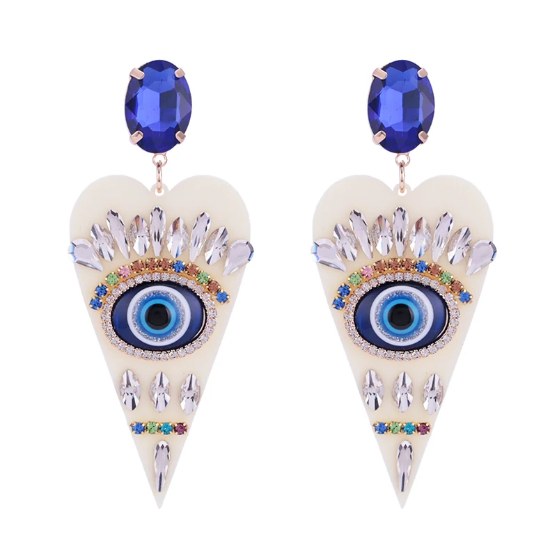Beige Sehuoran Brincos Aretes De Mujer большие серьги из смолы с кристаллами в виде сердца и угловым глазом Oorbellen серьги для женщин ювелирные изделия - Окраска металла: Beige