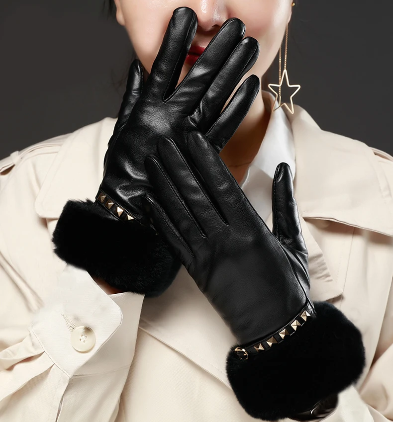 Женский зимний теплый топ Италия козья кожа с Настоящий мех кролика теплые