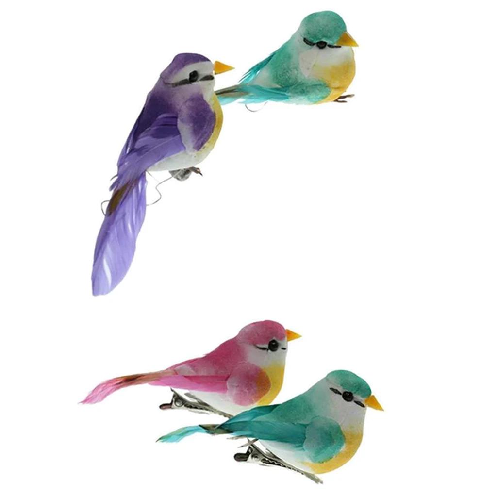 4x искусственные маленькие декоративные пенные птицы для украшения сада