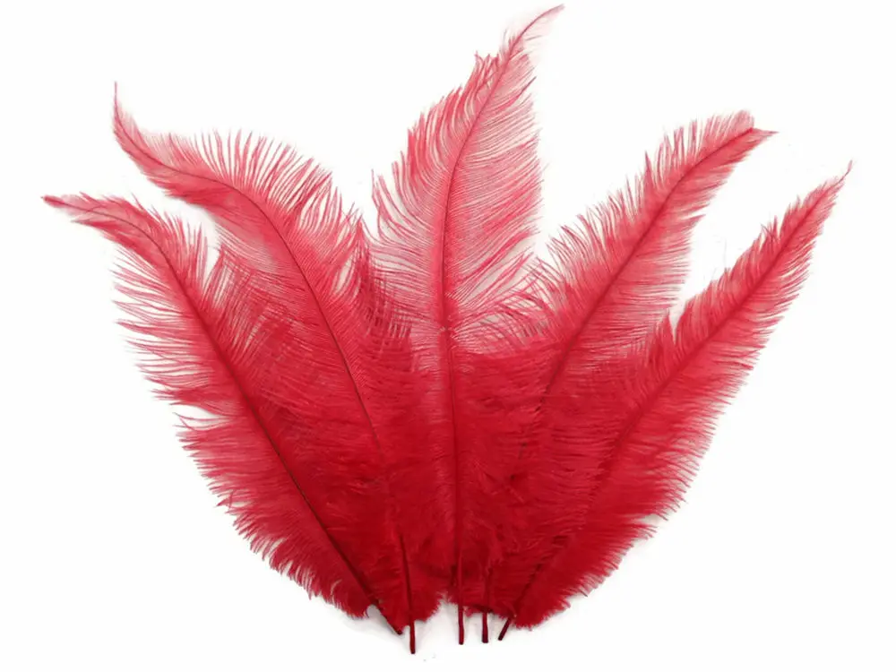 

Free shipping 100pcs/lot size 30-35cm 35-40cm Red color Dyed ostrich feathers natural wings feather plumes for cloth&jewelry
